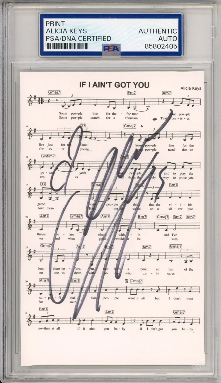 Alicia Keys SIGNED If I Ain't Got You Lyric Piano Sheet Music PSA DNA Certified