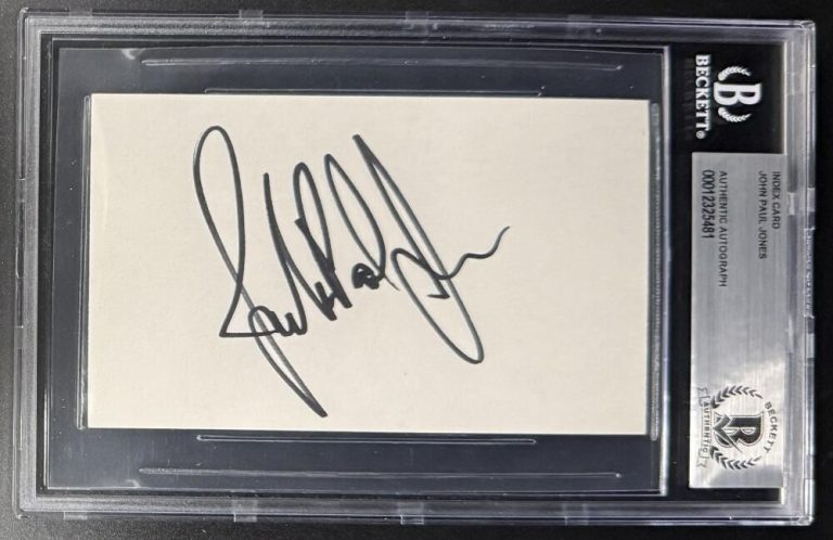 John Paul Jones Led Zeppelin Signed Autograph Beckett Encapsulated 3x5 Card C