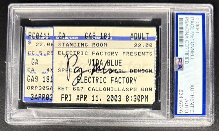 Page McConnell Phish 2003 Signed Autograph Encapsulated Ticket PSA/DNA COA