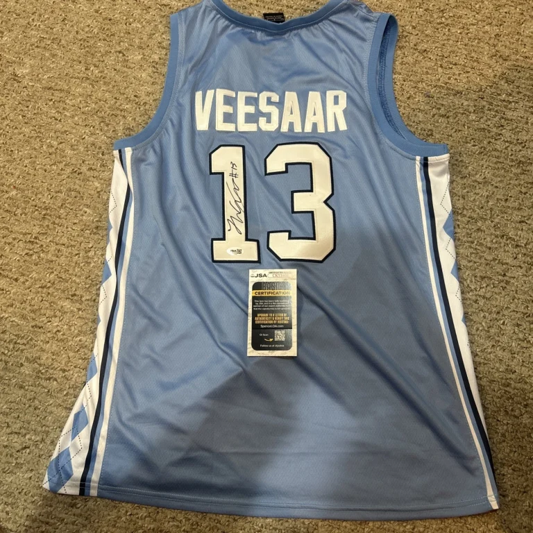 NORTH CAROLINA TAR HEELS- HENRI VEESAAR SIGNED AUTOGRAPH JERSEY JSA COA UNC