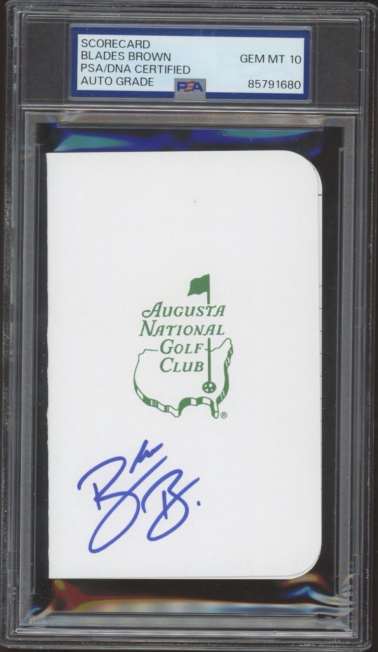 Blades Brown Signed Augusta Masters Golf Scorecard PSA/DNA GEM MINT 10 AUTO PGA