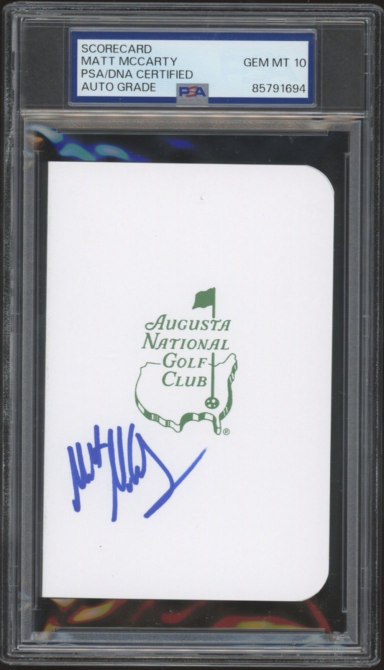 Matt McCarty Signed Augusta National Golf Club Masters Scorecard PSA 10 AUTO