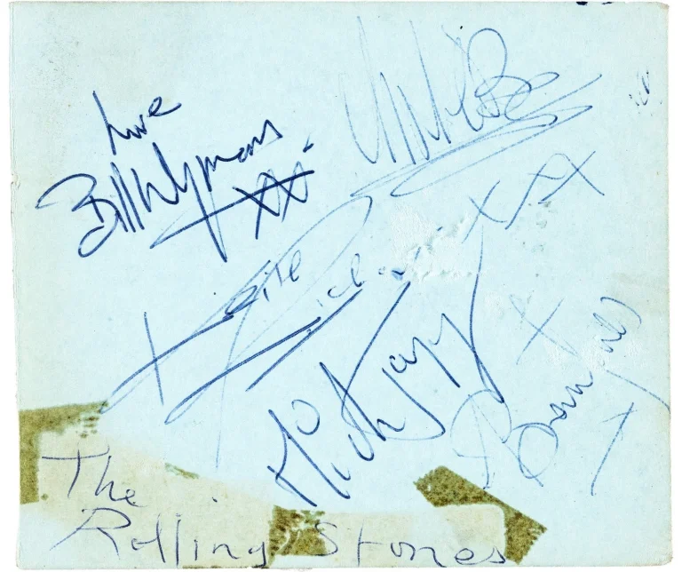 Rolling Stones Signed 4x5 Album Page Jagger Jones Richards +2 Beckett BAS LOA