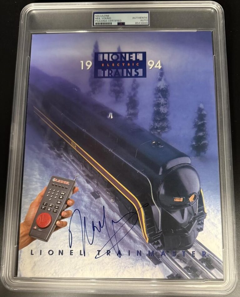 Neil Young Signed Full Autograph PSA/DNA Encapsulated Lionel Magazine Page COA
