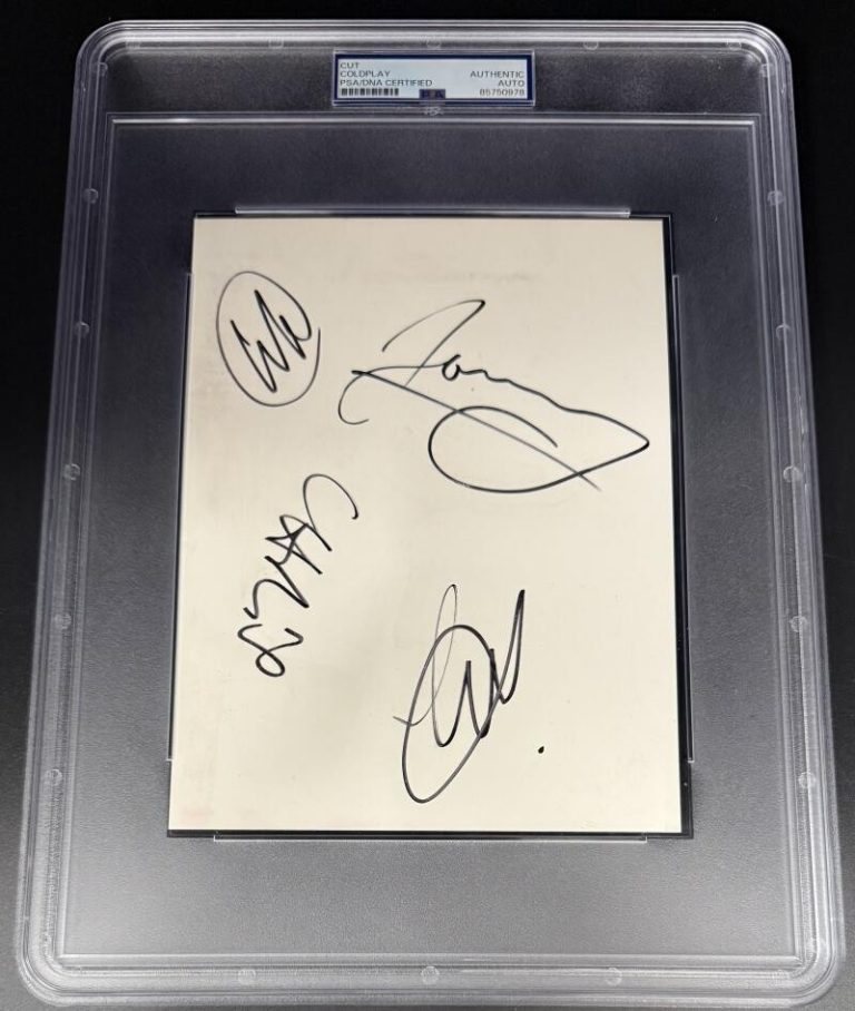 Coldplay Chris Martin Full Band Signed Autograph PSA/DNA Encapsulated 8x10 Cut
