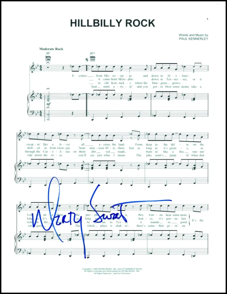 Marty Stuart Signed Autograph Hillbilly Rock Sheet Music - Country Music Star