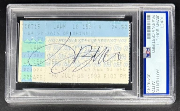 Jimmy Buffett Original 1999 Signed Autograph Encapsulated Ticket PSA/DNA COA