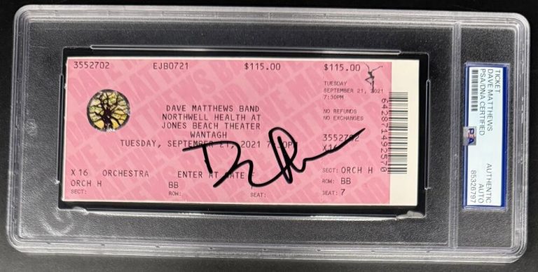 Dave Matthews Signed Autograph Jones Beach 2021 Encapsulated Ticket PSA/DNA Band