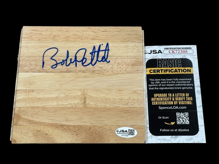Bob Pettit LSU Milwaukee St Louis Hawks HOF MVP Signed Autograph Floorboard JSA