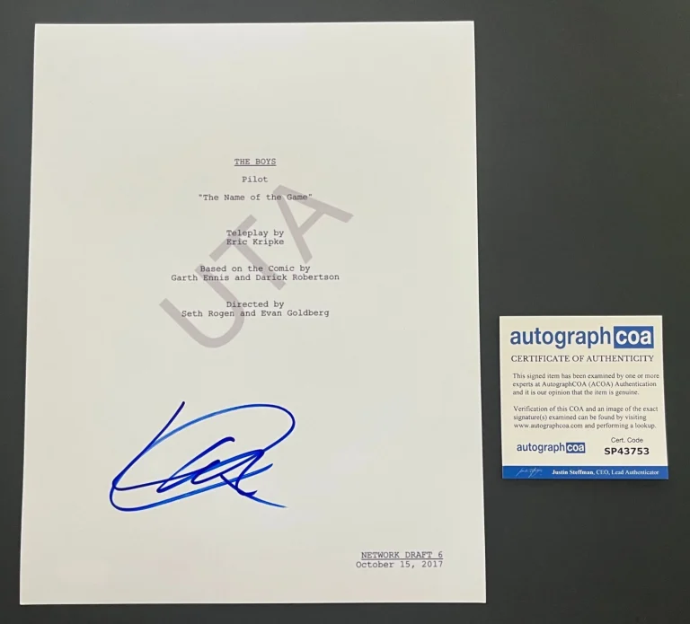 JACK QUAID SIGNED THE BOYS 56 PAGE PILOT SCRIPT w/PROOF & AUTOGRAPH COA ACOA