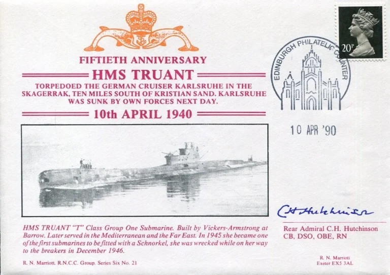 Admiral Christopher Haynes Hutchinson DSO WWII War HMS Truant Signed Autograph