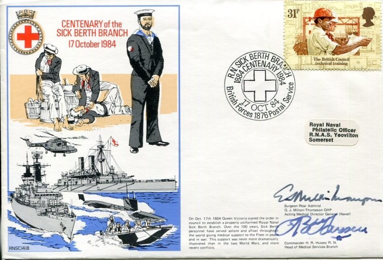 Admiral Godfrey Milton-Thompson H. R. Hussey WWII War Sick Bert Signed Autograph
