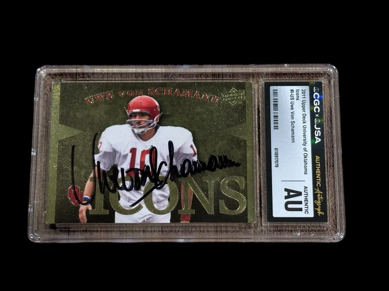 Uwe von Schamann 2011 Upper Deck Oklahoma OU ICONS Signed Autograph CGC JSA Slab
