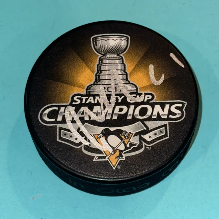 JACQUES MARTIN Signed 2017 STANLEY CUP CHAMPIONS Puck Beckett Auth (BAS)