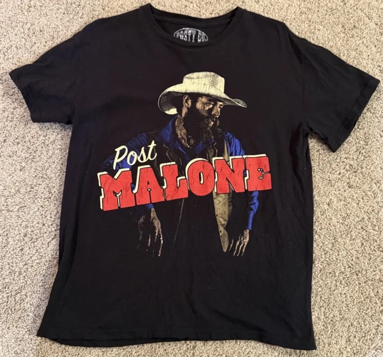 Post Malone Country Cowboy Hat Black Graphic Posty Co. T-Shirt Women’s Medium