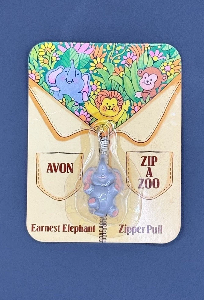 VINTAGE AVON ZIP A ZOO EARNEST ELEPHANT ZIPPER PULL CHARM 1983 NEW