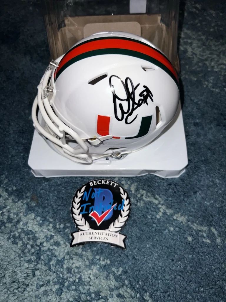 Warren Sapp Signed Official University Of Miami Mini Helmet Bills HOF Beckett #2