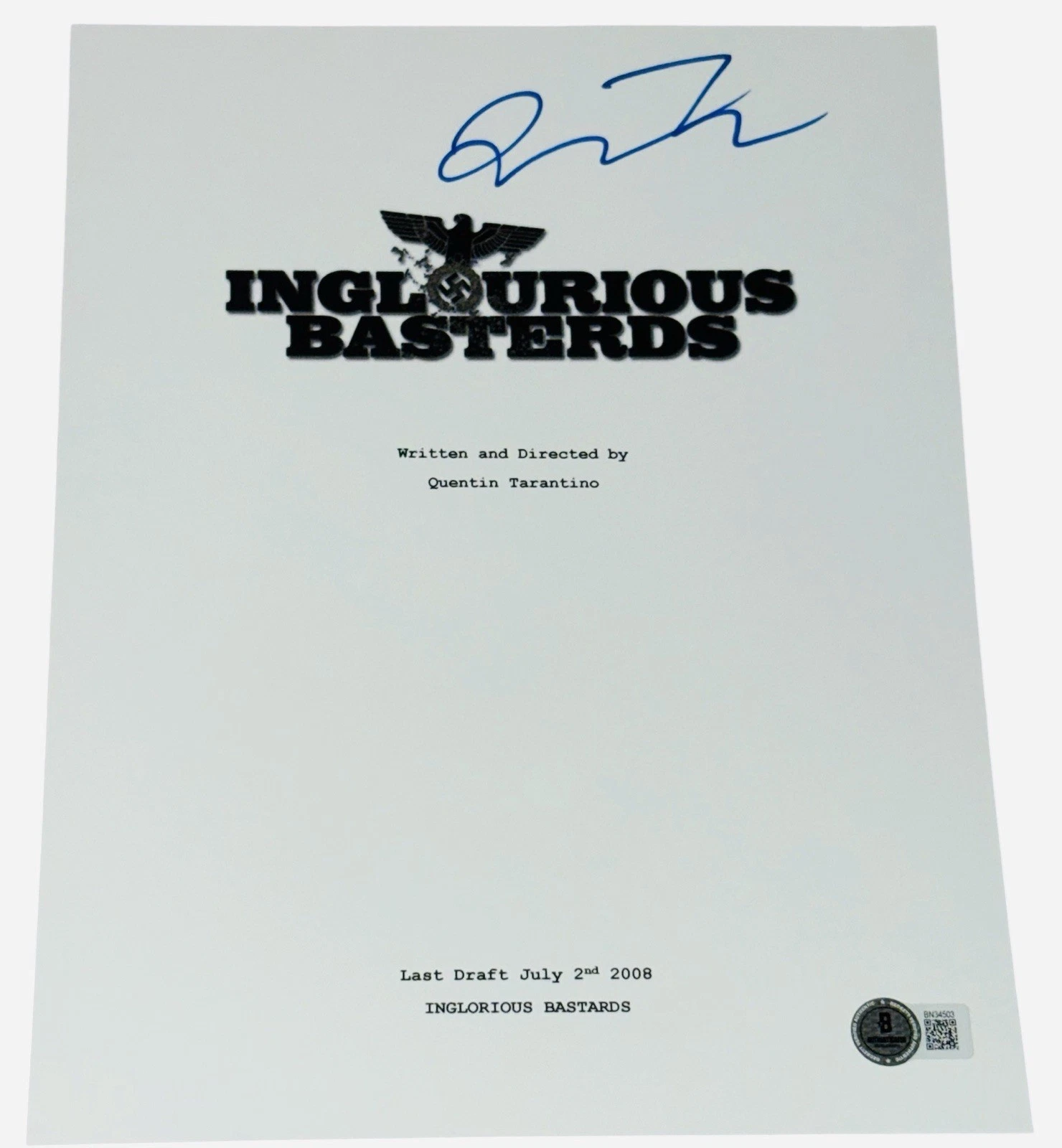 Quentin Tarantino Signed Autograph Inglorious Bastards Script ...