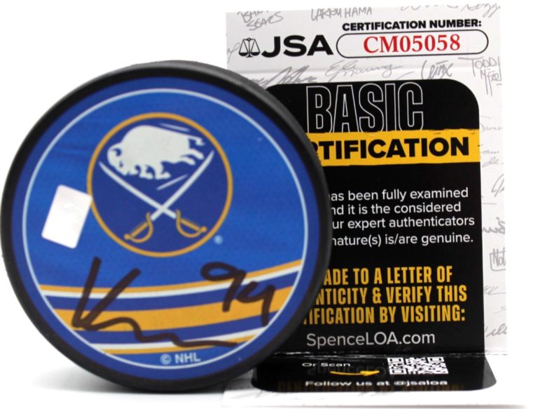 Konsta Helenius Signed Buffalo Sabres Hockey Logo Puck w/JSA COA CM05058
