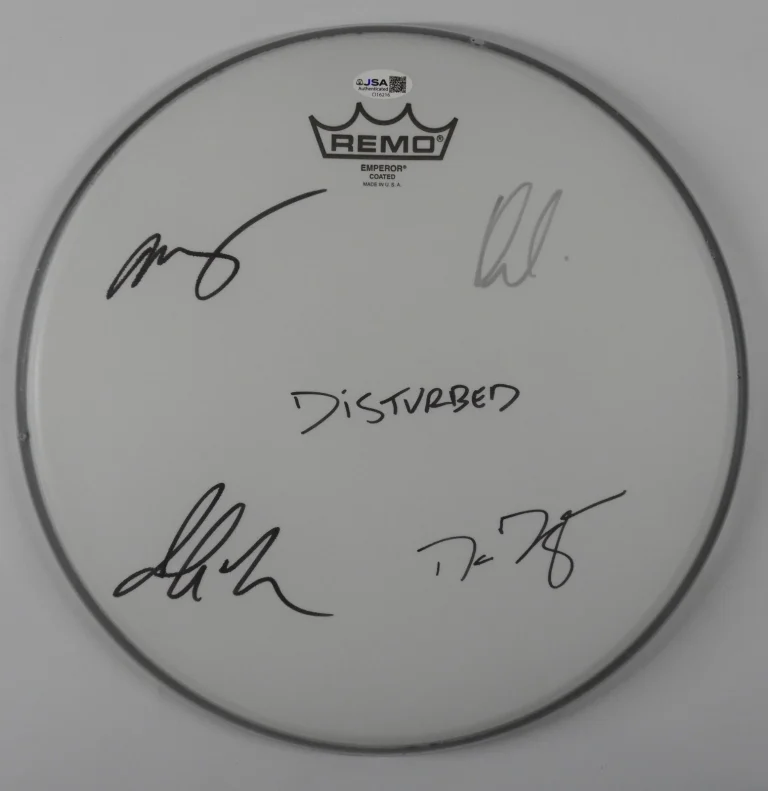 Disturbed Fully Signed Autograph Drum Head JSA COA 14