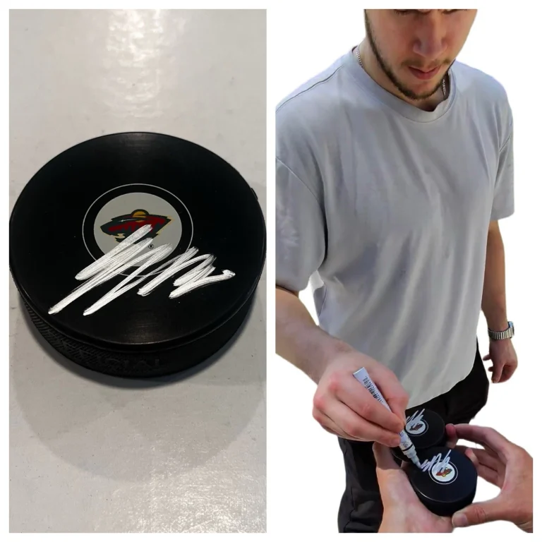 JESPER WALLSTEDT SIGNED MINNESOTA WILD HOCKEY PUCK W/ CASE COA