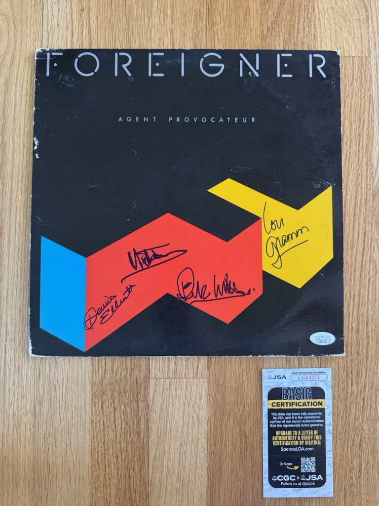 SIGNED Foreigner Agent Provocateur Album JSA Gramm Jones Wills Elliott