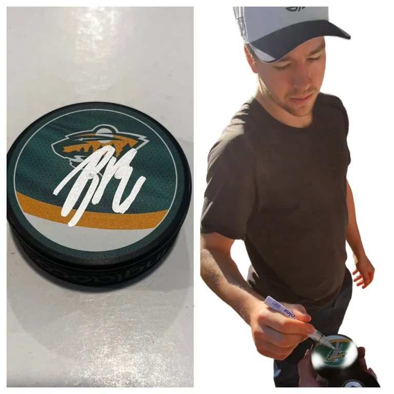 BOBBY BRINK SIGNED MINNESOTA WILD HOCKEY PUCK W/ CASE COA