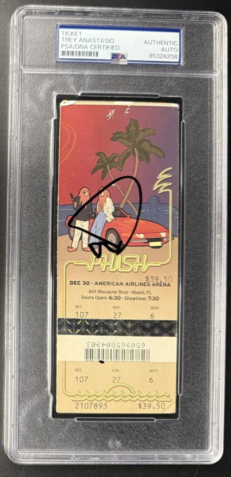 Trey Anastasio Phish Signed Autograph NYE Miami Slabbed PTMB Ticket PSA/DNA COA