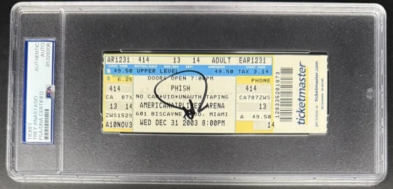Trey Anastasio Phish Signed Autograph NYE Miami 2003 Encapsulated Ticket PSA/DNA