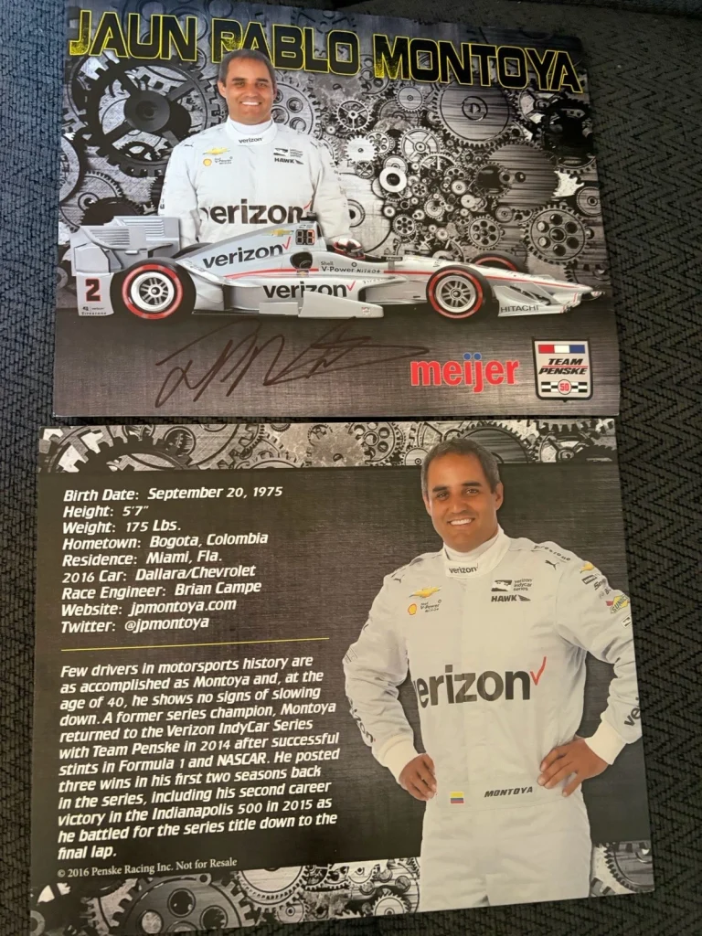 Juan Montoya Indy Car Indianapolis 500 Promo hero Card Auto Meijer 2016