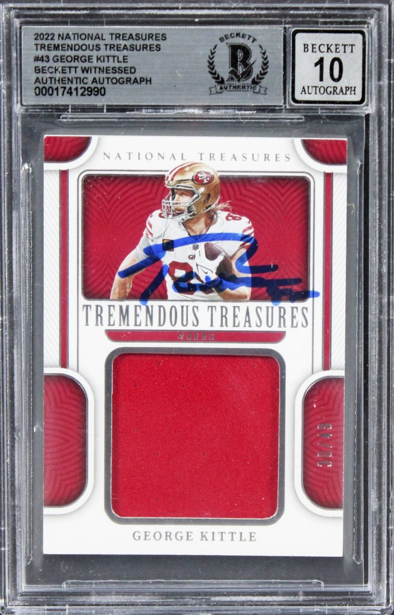 George Kittle Signed 2022 Natl Treasures TT #43 30/49 Card Auto 10! BAS Slabbed