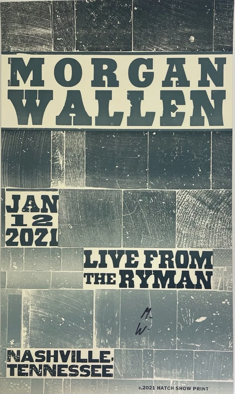MORGAN WALLEN Signed Autograph 12.5x18.5 Hatch Show Print The Ryman 2021 JSA LOA