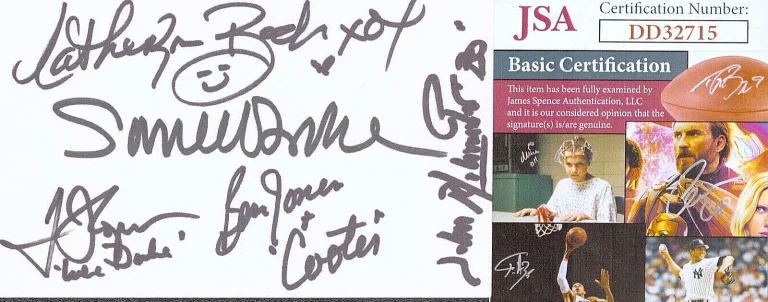 BACH BOOKE SCHNEIDER WOPAT JONES Dukes of Hazard Signed 3X5 Card JSA