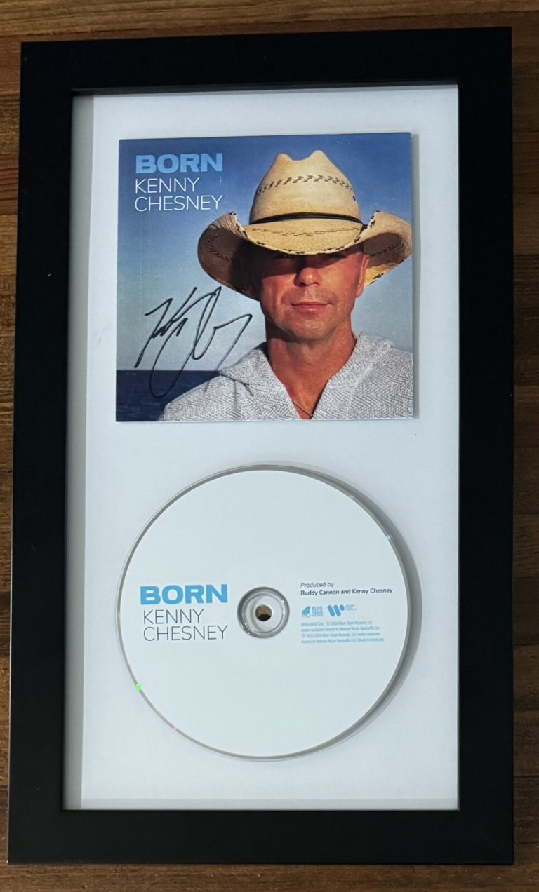 SIGNED FRAMED Kenny Chesney Born CD Art Card Photo BAS Beckett COA Certified