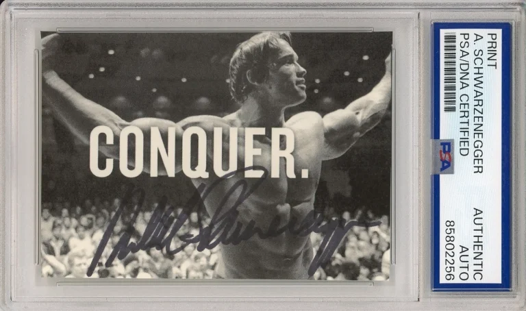 SIGNED Arnold Schwarzenegger Famous Conquer Print Photo PSA DNA COA AUTOGRAPH