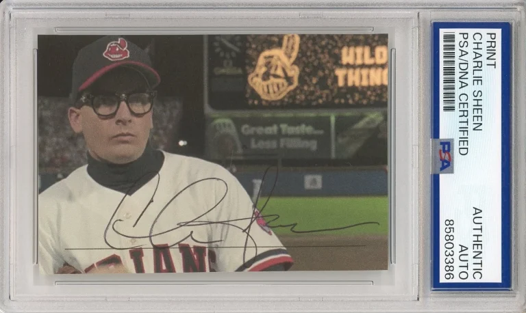 Charlie Sheen SIGNED Major League Wild Thing Vaughn Photo PSA DNA COA AUTOGRAPH