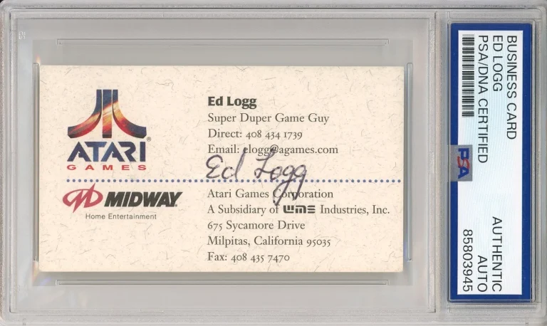 ED LOGG ATARI VIDEO GAME DESIGNER SIGNED BUSINESS CARD PSA DNA COA AUTOGRAPHED