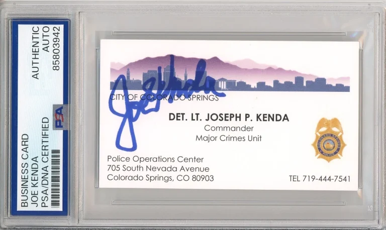 Homicide Hunter Detective JOE KENDA Signed Business Card AUTOGRAPH PSA DNA COA