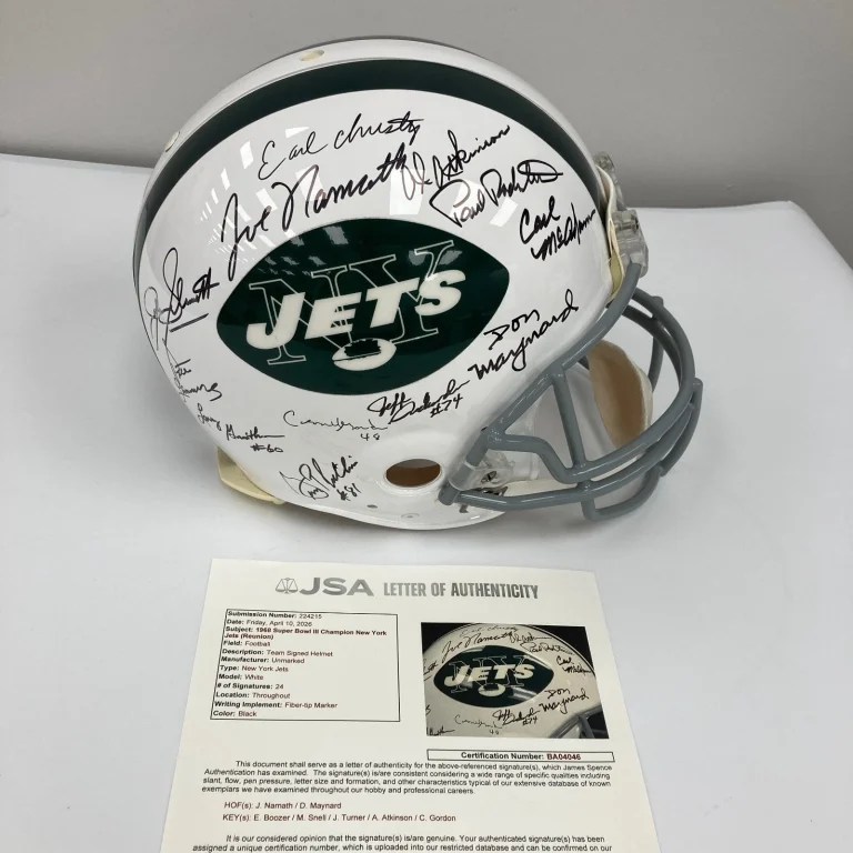 1969 New York Jets Super Bowl Champs Team Signed Authentic Game Helmet JSA COA