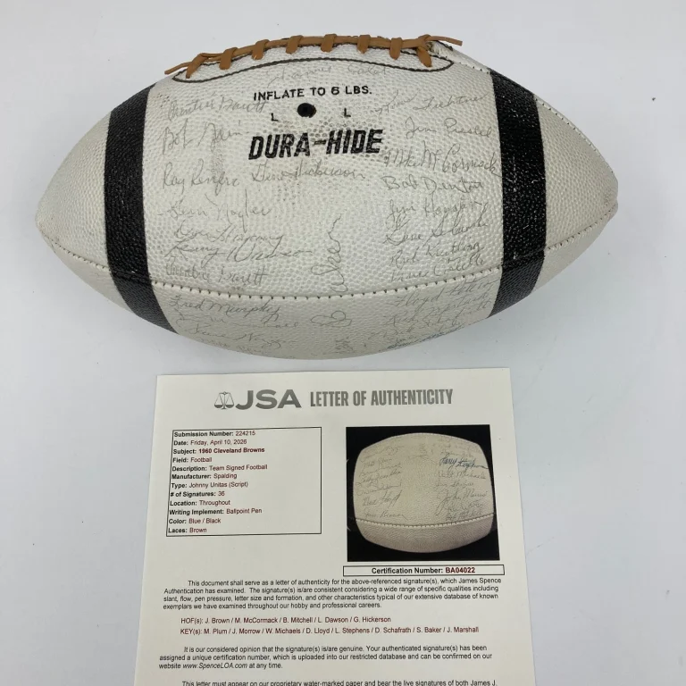 1960 Cleveland Browns Team Signed Vintage Football 36 Sigs Jim Brown JSA COA