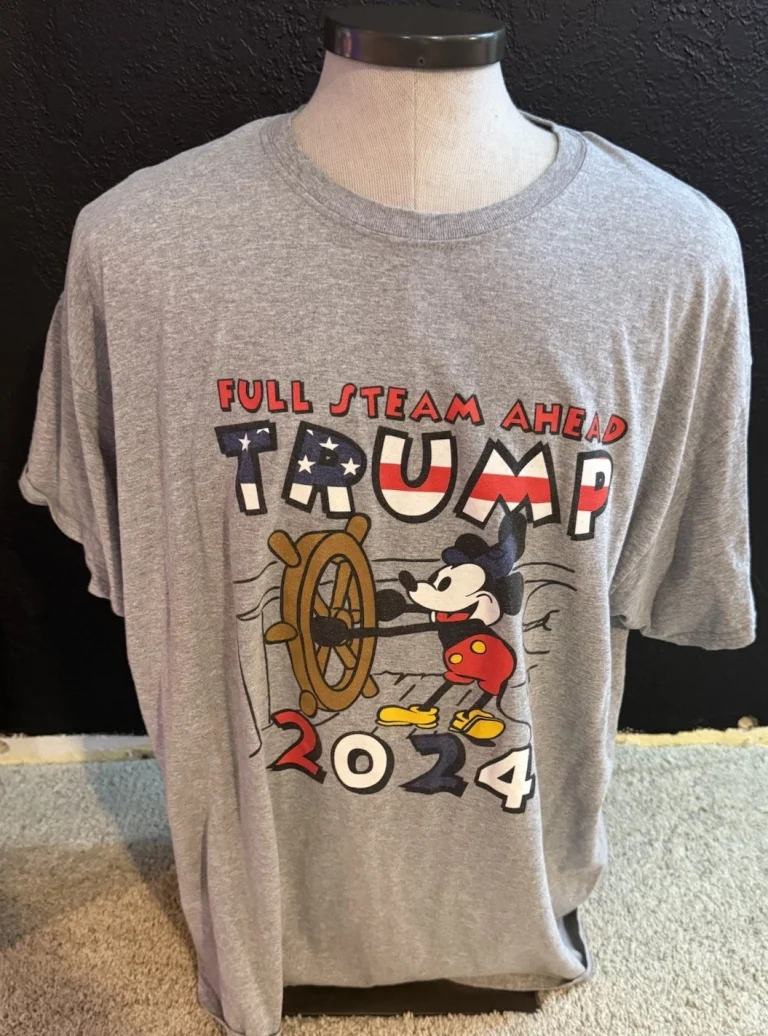 Full Steam Ahead 2024 Trump Campaign T Shirt Mickey Mouse I Love My Freedom 2XL