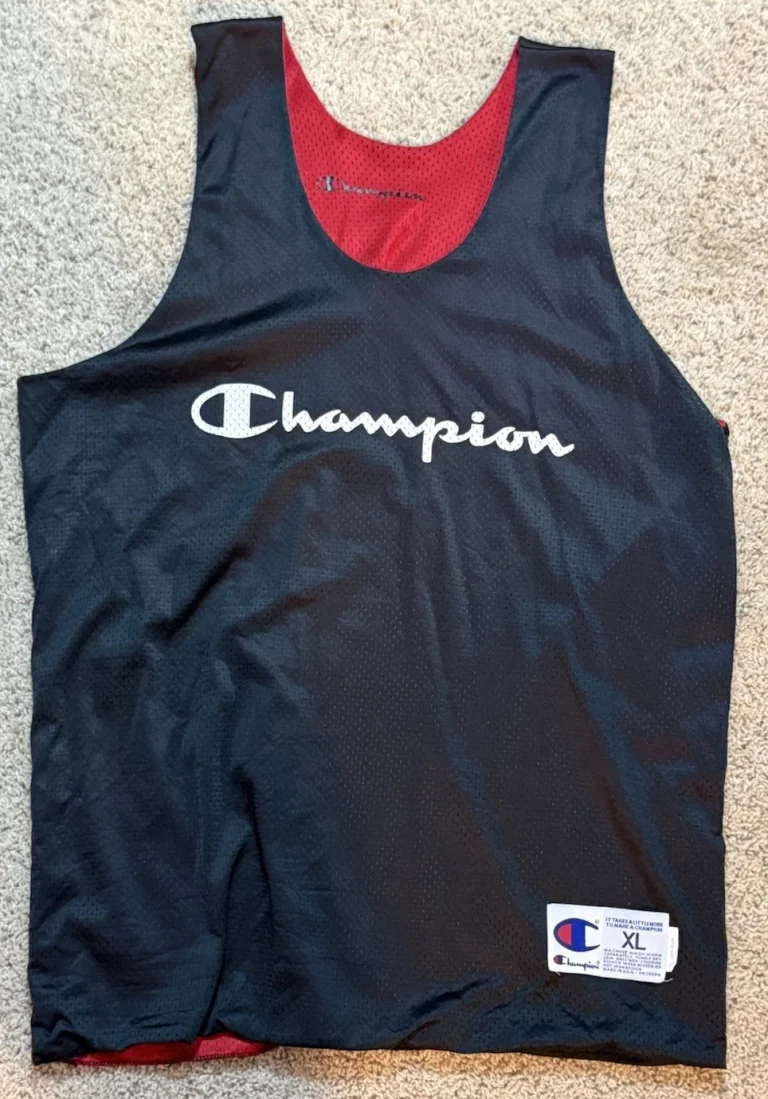 Vintage REVERSIBLE Champion Mesh Basketball Jersey Black & Red - Men’s Size XL