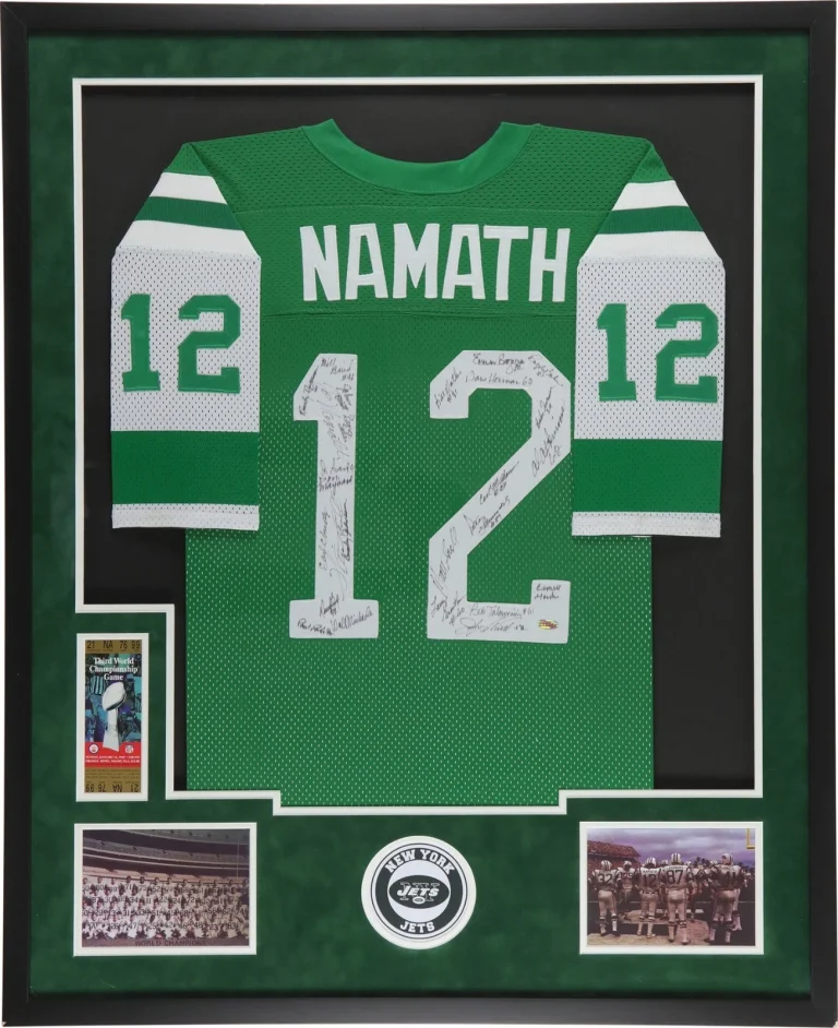 1969 New York Jets Super Bowl Champs Team Signed Jersey Joe Namath Steiner COA