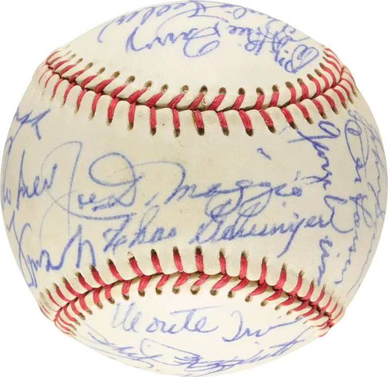 Joe Dimaggio Pie Traynor George Weiss HOF Multi Signed Baseball SGC COA