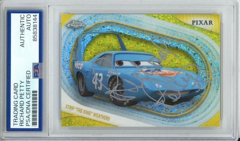 2025 TOPPS CHROME DISNEY CARS SIGNED YELLOW REF KING RICHARD PETTY PSA DNA COA