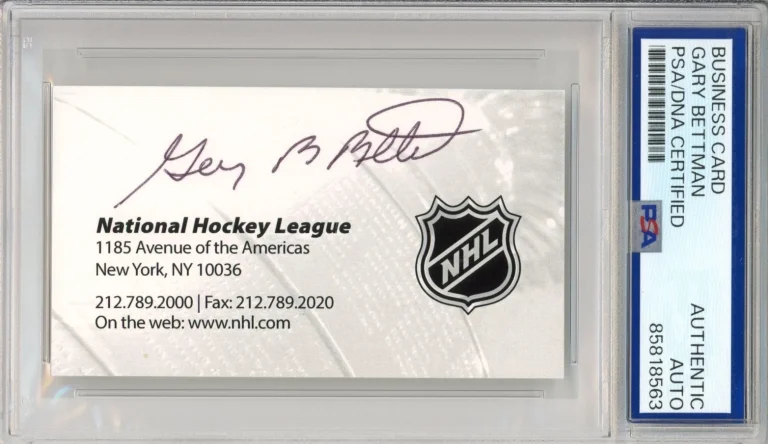 NHL COMMISSIONER GARY BETTMAN SIGNED BUSINESS CARD PSA DNA COA AUTOGRAPHED