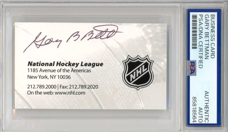 NHL COMMISSIONER GARY BETTMAN SIGNED BUSINESS CARD PSA DNA CERTIFIED AUTOGRAPH