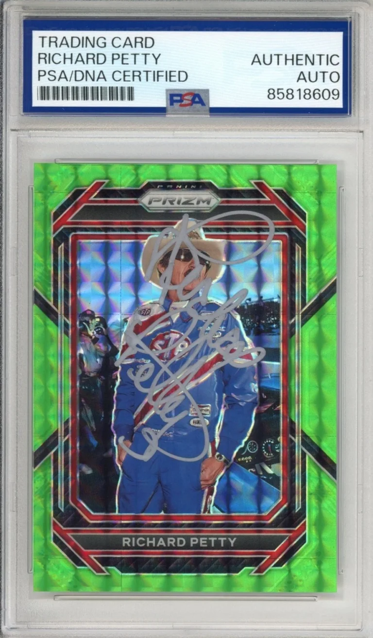 2023 PANINI PRIZM RACING GREEN /249 RICHARD PETTY SIGNED AUTOGRAPH PSA DNA COA