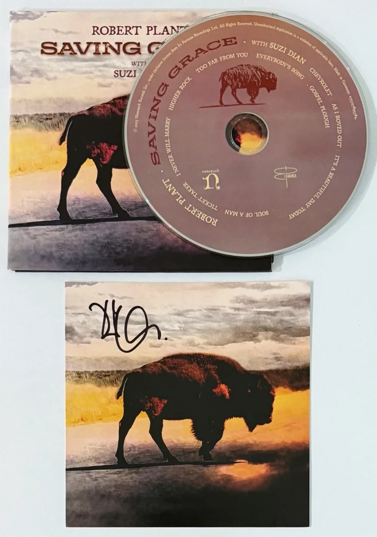 ROBERT PLANT SIGNED SAVING GRACE ALBUM COVER ART CARD & CD PSA DNA COA AUTOGRAPH