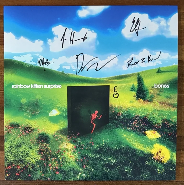 Rainbow Kitten Surprise BAND SIGNED Bones Yellow Vinyl Beckett BAS COA Autograph